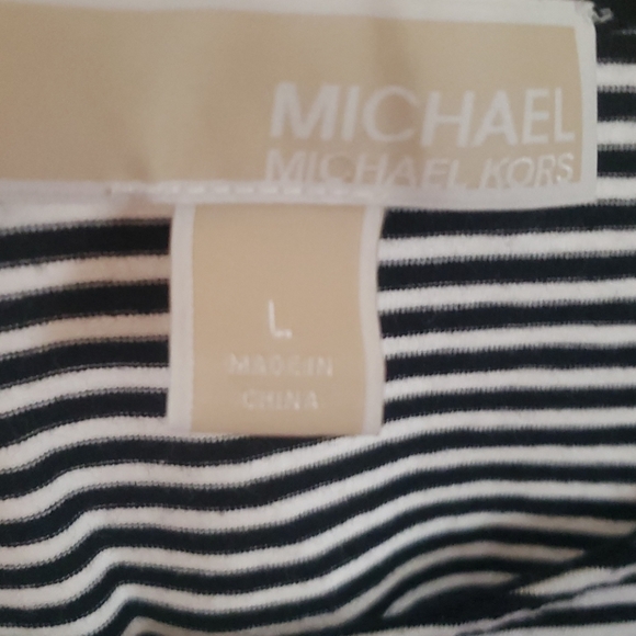 Blouse black and white striped sleeved tank top - Picture 1 of 3